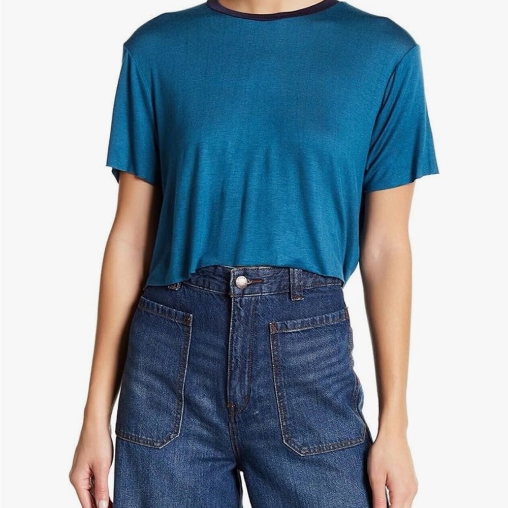 Project Social T Womens Two Tone Cropped Basic T-Shirt Size M